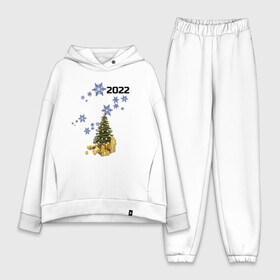 Женский костюм хлопок Oversize с принтом Новый год в городе Новоалтайск,  |  | ёлочка | новый год | снежинки