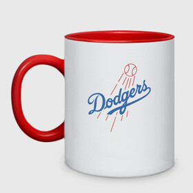 Кружка двухцветная с принтом Los Angeles Dodgers baseball в городе Новоалтайск, керамика | объем — 330 мл, диаметр — 80 мм. Цветная ручка и кайма сверху, в некоторых цветах — вся внутренняя часть | baseball | dodgers | los angeles | team | бейсбол | лосанжелес | сша