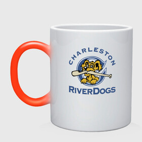 Кружка хамелеон с принтом Charleston River Dogs в городе Новоалтайск, керамика | меняет цвет при нагревании, емкость 330 мл | Тематика изображения на принте: baseball | bat | dog | fangs | jaw | muzzle | team | usa | бейсбол | бита | клыки | пасть | пёс
