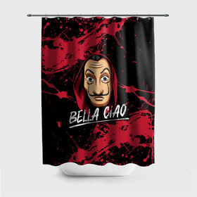 Штора 3D для ванной с принтом БУМАЖНЫЙ ДОМ LA CASA DE PAPEL BELLA CIAO в городе Новоалтайск, 100% полиэстер | плотность материала — 100 г/м2. Стандартный размер — 146 см х 180 см. По верхнему краю — пластиковые люверсы для креплений. В комплекте 10 пластиковых колец | bella ciao | la casa de papel | бумажный дом | ла каса де | ла каса де папель | ла каса де пепел | лакаса | сериал | фильм