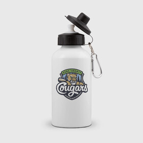 Бутылка спортивная с принтом Kane County Cougars - baseball team в городе Новоалтайск, металл | емкость — 500 мл, в комплекте две пластиковые крышки и карабин для крепления | baseball | bat | cougar | eyes | forest | muzzle | team | usa | utah | бейсбол | бита | глаза | лес | пума | сша | юта