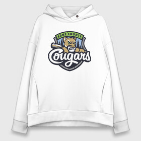 Женское худи Oversize хлопок с принтом Kane County Cougars - baseball team в городе Новоалтайск, френч-терри — 70% хлопок, 30% полиэстер. Мягкий теплый начес внутри —100% хлопок | боковые карманы, эластичные манжеты и нижняя кромка, капюшон на магнитной кнопке | baseball | bat | cougar | eyes | forest | muzzle | team | usa | utah | бейсбол | бита | глаза | лес | пума | сша | юта