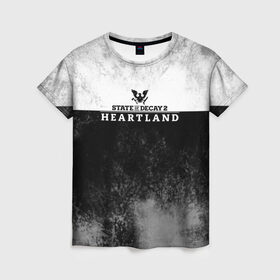 Женская футболка 3D с принтом State of Decay | Heartland | Logo в городе Новоалтайск, 100% полиэфир ( синтетическое хлопкоподобное полотно) | прямой крой, круглый вырез горловины, длина до линии бедер | heartland | logo | state of decay | survival horror | undead labs | загнивающий штат | зомби апокалипсис | лого | логотип | стадия разложения | стейт оф декай | эмблема