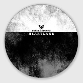 Круглый коврик для мышки с принтом State of Decay | Heartland | Logo в городе Новоалтайск, резина и полиэстер | круглая форма, изображение наносится на всю лицевую часть | Тематика изображения на принте: heartland | logo | state of decay | survival horror | undead labs | загнивающий штат | зомби апокалипсис | лого | логотип | стадия разложения | стейт оф декай | эмблема