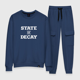 Женский костюм хлопок с принтом State of Decay Logo (+спина) в городе Новоалтайск, 100% хлопок | на свитшоте круглая горловина, мягкая резинка по низу. Брюки заужены к низу, на них два вида карманов: два 