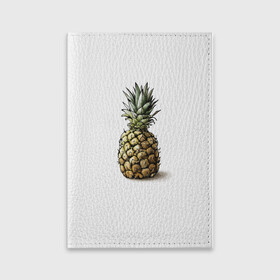 Обложка для паспорта матовая кожа с принтом Pineapple watercolor в городе Новоалтайск, натуральная матовая кожа | размер 19,3 х 13,7 см; прозрачные пластиковые крепления | Тематика изображения на принте: pineapple | ананас | графика | еда | рисунок | фрукт