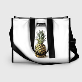 Сумка-шоппер 3D с принтом Pineapple watercolor в городе Новоалтайск, 100% полиэстер | застегивается на металлическую кнопку; внутренний карман застегивается на молнию. Стенки укреплены специальным мягким материалом, чтобы защитить содержимое от несильных ударов
 | pineapple | ананас | графика | еда | рисунок | фрукт