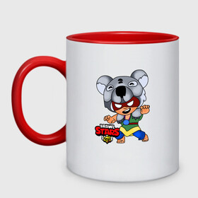 Кружка двухцветная с принтом Koala Nita из Brawl Stars в городе Новоалтайск, керамика | объем — 330 мл, диаметр — 80 мм. Цветная ручка и кайма сверху, в некоторых цветах — вся внутренняя часть | Тематика изображения на принте: brawl stars | games | koala | nita | бравл старс | игры | коала | нита | персонажи
