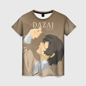 Женская футболка 3D с принтом Дазай Осаму / Dazai Osamu, bungou stray dogs (образ) в городе Новоалтайск, 100% полиэфир ( синтетическое хлопкоподобное полотно) | прямой крой, круглый вырез горловины, длина до линии бедер | bungou stray dogs | dazai | osamu | бродячие псы | великий | дазай | дазай осаму | демон | кинни | осаму | цитаты