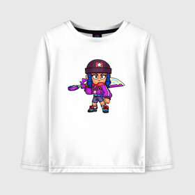Детский лонгслив хлопок с принтом Bibi из Brawl Stars в городе Новоалтайск, 100% хлопок | круглый вырез горловины, полуприлегающий силуэт, длина до линии бедер | bibi | brawl stars | brawlers | games | биби | бравл старс | бравлер | игры | персонажи