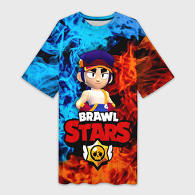 Платье-футболка 3D с принтом ФЭНГ БРАВЛ СТАРС  FANG BRAWL STARS ОГОНЬ в городе Новоалтайск,  |  | Тематика изображения на принте: 2022 | brawl | brawl stars | brawler | fang | stars | боец | бравл старс | бравлер | брол старс | год тигра | мобильная игра | новый | фанг | фэнг | фэнк | хроматик | хроматические | хроматический боец