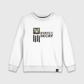 Детский свитшот хлопок с принтом State of Decay Iron Logo в городе Новоалтайск, 100% хлопок | круглый вырез горловины, эластичные манжеты, пояс и воротник | Тематика изображения на принте: logo | state of decay | survival horror | undead labs | загнивающий штат | зомби апокалипсис | лого | логотип | стадия разложения | стейт оф декай | эмблема