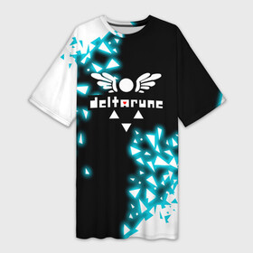 Платье-футболка 3D с принтом Deltarune Neon. в городе Новоалтайск,  |  | deltarune | deltarune 2 | game | undertale символ | геометрия | дельта | дельтарун | дельтарун 2 | знак руин андертейл | значок дельтарун пиксель | игра | руна