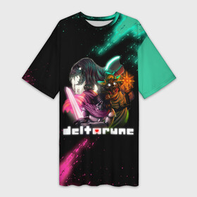 Платье-футболка 3D с принтом Deltarune персонажи в городе Новоалтайск,  |  | deltarune | deltarune 2 | game | undertale символ | дельта | дельтарун | дельтарун 2 | знак руин андертейл | значок дельтарун пиксель | игра | руна
