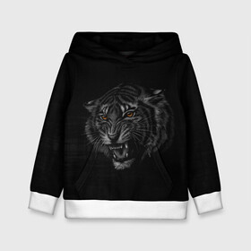 Детская толстовка 3D с принтом Tiger 2022! в городе Новоалтайск, 100% полиэстер | двухслойный капюшон со шнурком для регулировки, мягкие манжеты на рукавах и по низу толстовки, спереди карман-кенгуру с мягким внутренним слоем | Тематика изображения на принте: animal | арт | большие кошки | графика | животные | звери | тигр