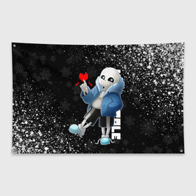 Флаг-баннер с принтом НОВОГОДНИЙ САНС UNDERTALE НОВЫЙ ГОД в городе Новоалтайск, 100% полиэстер | размер 67 х 109 см, плотность ткани — 95 г/м2; по краям флага есть четыре люверса для крепления | 2022 | asriel dreemurr | chara | frisk | gaster blaster | heart | new year sans | sans | undertale | азриэль дримурр | андертейл | гастер | меттатон | новогодний | новогодний санс | новый год | санс | сердце | скелет | фриск | чара | череп