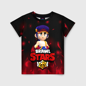 Детская футболка 3D с принтом ФЭНГ БРАВЛ СТАРС FANG BRAWL STARS ОГОНЬ в городе Новоалтайск, 100% гипоаллергенный полиэфир | прямой крой, круглый вырез горловины, длина до линии бедер, чуть спущенное плечо, ткань немного тянется | 2022 | brawl | brawl stars | brawler | fang | stars | боец | бравл старс | бравлер | брол старс | год тигра | мобильная игра | новый | огонь | фанг | фэнг | фэнк | хроматик | хроматические | хроматический боец