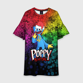 Детское платье 3D с принтом POPPY PLAYTIME НОВОГОДНИЙ ПОППИ ПЛЕЙТАЙМ в городе Новоалтайск, 100% полиэстер | прямой силуэт, чуть расширенный к низу. Круглая горловина, на рукавах — воланы | poppy playtime | игра | монстр | плэйтайм | попи плей тайм | попи плэй тайм | попиплейтам | попиплэйтайм | поппи плейтайм | поппиплэйтайм | хагги вагги | хаги ваги | хоррор