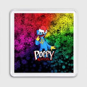 Магнит 55*55 с принтом POPPY PLAYTIME НОВОГОДНИЙ ПОППИ ПЛЕЙТАЙМ в городе Новоалтайск, Пластик | Размер: 65*65 мм; Размер печати: 55*55 мм | poppy playtime | игра | монстр | плэйтайм | попи плей тайм | попи плэй тайм | попиплейтам | попиплэйтайм | поппи плейтайм | поппиплэйтайм | хагги вагги | хаги ваги | хоррор