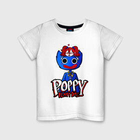 Детская футболка хлопок с принтом POPPY PLAYTIME ДЕТСКАЯ ИГРА ПОППИ ПЛЕЙТАЙМ в городе Новоалтайск, 100% хлопок | круглый вырез горловины, полуприлегающий силуэт, длина до линии бедер | poppy playtime | игра | монстр | плэйтайм | попи плей тайм | попи плэй тайм | попиплейтам | попиплэйтайм | поппи плейтайм | поппиплэйтайм | хагги вагги | хаги ваги | хоррор