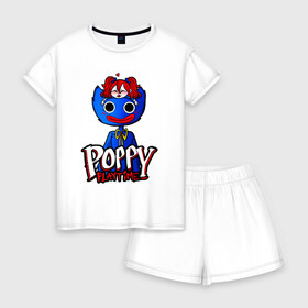 Женская пижама с шортиками хлопок с принтом POPPY PLAYTIME ДЕТСКАЯ ИГРА ПОППИ ПЛЕЙТАЙМ в городе Новоалтайск, 100% хлопок | футболка прямого кроя, шорты свободные с широкой мягкой резинкой | poppy playtime | игра | монстр | плэйтайм | попи плей тайм | попи плэй тайм | попиплейтам | попиплэйтайм | поппи плейтайм | поппиплэйтайм | хагги вагги | хаги ваги | хоррор