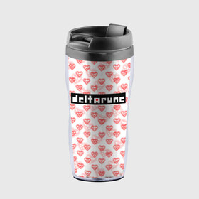 Термокружка-непроливайка с принтом DELTARUNE PATTERN LOGO в городе Новоалтайск, внутренняя часть — пищевой пластик, наружная часть — прозрачный пластик, между ними — полиграфическая вставка с рисунком | объем — 350 мл, герметичная крышка | deltarune | deltarune 2 | game | patern | pattern | undertale символ | дельта | дельтарун | дельтарун 2 | знак руин андертейл | значок дельтарун пиксель | игра | патерн | паттерн | руна