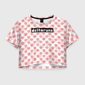 Женская футболка Crop-top 3D с принтом DELTARUNE PATTERN LOGO в городе Новоалтайск, 100% полиэстер | круглая горловина, длина футболки до линии талии, рукава с отворотами | deltarune | deltarune 2 | game | patern | pattern | undertale символ | дельта | дельтарун | дельтарун 2 | знак руин андертейл | значок дельтарун пиксель | игра | патерн | паттерн | руна