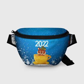 Поясная сумка 3D с принтом Тигр в кружке (Новый год 2022) в городе Новоалтайск, 100% полиэстер | плотная ткань, ремень с регулируемой длиной, внутри несколько карманов для мелочей, основное отделение и карман с обратной стороны сумки застегиваются на молнию | 2022 | год тигра | новый год | новый год 2022 | символ года | тигр | тигренок | тигрица | тигры