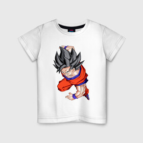 Детская футболка хлопок с принтом Son Goku (Dragon Ball Z) в городе Новоалтайск, 100% хлопок | круглый вырез горловины, полуприлегающий силуэт, длина до линии бедер | Тематика изображения на принте: anime | dragonball | goku | аниме | анимэ | гоку | драконий | жемчуг | манга