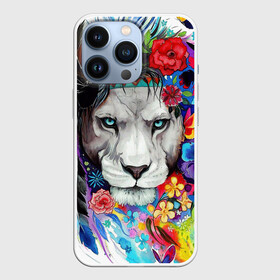 Чехол для iPhone 13 Pro с принтом Лев   сильный взгляд в городе Новоалтайск,  |  | art | lions | арт | животные | львы | перья | рисунок | цветы