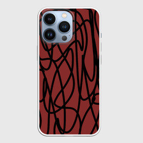 Чехол для iPhone 13 Pro с принтом Кот пробежал в городе Новоалтайск,  |  | в топе | в тренде | каракули | линяя | нить | новинка | орнамент | популярное | популярное узор | стиль | узор | чёрная линяя | чёрное на красном