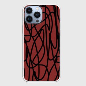 Чехол для iPhone 13 Pro Max с принтом Кот пробежал в городе Новоалтайск,  |  | в топе | в тренде | каракули | линяя | нить | новинка | орнамент | популярное | популярное узор | стиль | узор | чёрная линяя | чёрное на красном