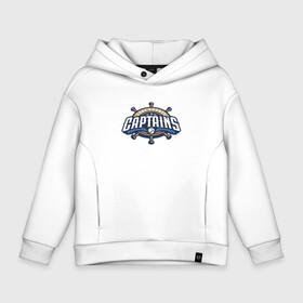 Детское худи Oversize хлопок с принтом Lake County Captains   baseball team в городе Новоалтайск, френч-терри — 70% хлопок, 30% полиэстер. Мягкий теплый начес внутри —100% хлопок | боковые карманы, эластичные манжеты и нижняя кромка, капюшон на магнитной кнопке | Тематика изображения на принте: ball | baseball | captain | illinois | lake county | sport | steering wheel | team | usa | wave | бейсбол | волна | иллинойс | капитан | мяч | спорт | сша | штурвал