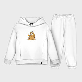 Детский костюм хлопок Oversize с принтом Sorry I cant  Im very busy в городе Новоалтайск,  |  | coffee | drinking from mug | i cant | im very busy | sitting by a tree | sloth | sorry | tea | кофе | ленивец | пьёт из кружки | сидит у дерева | сожалею | чай | я не могу | я очень занят
