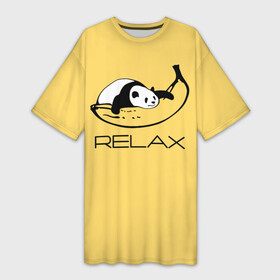 Платье-футболка 3D с принтом Relax: панда на банане в городе Новоалтайск,  |  | banana | bear | hugged | lies | panda | relax | банан | лежит | медведь | обнял | панда