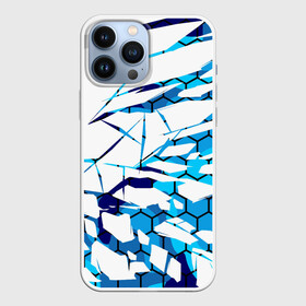 Чехол для iPhone 13 Pro Max с принтом 3D ВЗРЫВ ПЛИТ Белые и синие осколки в городе Новоалтайск,  |  | 3d | 3д | абстракция | осколки | плиты | текстуры