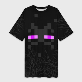 Платье-футболка 3D с принтом ЭНДЕРМЕН МАЙНКРАФТ  MINECRAFT в городе Новоалтайск,  |  | Тематика изображения на принте: 2022 | block | creeper | cube | minecraft | piggy | pixel | tnt | блок | гаст | геометрия | дед мороз | крафт | крипер | кубики | майнкрафт | новогодний minecraft | новогодний майнкрафт | новый год | пиксели | санта клаус | свинья | тнт