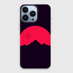 Чехол для iPhone 13 Pro Красная луна над сумеречными горами: в городе Новоалтайск, | | гора | горы | живопись | картина | красная луна | луна | пейзаж | природа