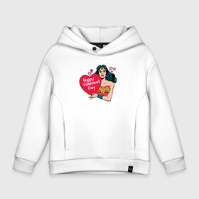 Детское худи Oversize хлопок с принтом Wonder Woman | Valentine в городе Новоалтайск, френч-терри — 70% хлопок, 30% полиэстер. Мягкий теплый начес внутри —100% хлопок | боковые карманы, эластичные манжеты и нижняя кромка, капюшон на магнитной кнопке | 14 февраля | statwb | valentine | valentines | wonder woman | валентин | влюблён | влюблённые | день валентина | день влюблённых | любвоная | любовь | мульт | мультики | мультфильм | св валентин | чудо женщина