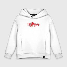 Детское худи Oversize хлопок с принтом I love you TJ в городе Новоалтайск, френч-терри — 70% хлопок, 30% полиэстер. Мягкий теплый начес внутри —100% хлопок | боковые карманы, эластичные манжеты и нижняя кромка, капюшон на магнитной кнопке | 14 февраля | jerry | statwb | tom | tom and jerry | valentine | valentines | валентин | влюблён | влюблённые | день валентина | день влюблённых | джерри | любвоная | любовь | мульт | мультики | мультфильм | св валентин | том