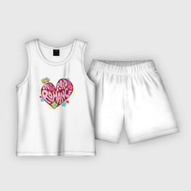 Детская пижама с шортами хлопок с принтом On The Road To Romance в городе Новоалтайск,  |  | 14 февраля | scooby | scooby doo | statwb | valentine | valentines | валентин | влюблён | влюблённые | день валентина | день влюблённых | любвоная | любовь | мульт | мультики | мультфильм | св валентин | скуби | скуби ду