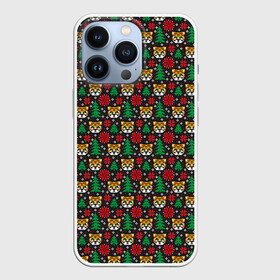 Чехол для iPhone 13 Pro с принтом Новогодний паттерн 2022 Тигры и елочки в городе Новоалтайск,  |  | 2022 | год тигра | новый год | новый год 2022 | символ года | тигр | тигренок | тигрица | тигры