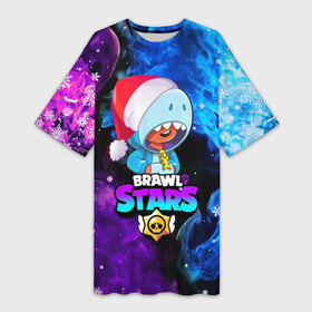 Платье-футболка 3D с принтом LEON SHARK НОВОГОДНИЙ BRAWL STARS НЕОНОВЫЙ ОГОНЬ в городе Новоалтайск,  |  | bibi | brawl stars | coach mike | crow | evil gene | gale | gene | leon | leon shark | max | mecha crow | mortis | mrp | nani | phoenix | sally leon | sandy | spike | sprout | surge | tara | virus 8bit | werewolf | акула | бравл старс | волн