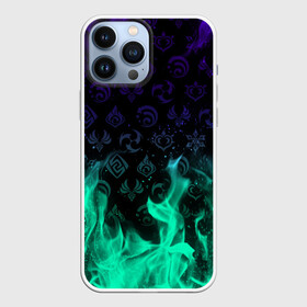 Чехол для iPhone 13 Pro Max с принтом НЕОНОВЫЙ ОГОНЬ ГЕНШИН ИМПАКТ СИМВОЛЫ в городе Новоалтайск,  |  | Тематика изображения на принте: genshin impact | heroes genshi | альбедо | барбара | беннет | бэй доу | венти | гань юй | джинн | дилюк | диона | кли | кэ цин | кэйа | лиза | мона | нин гуан | ноэль | путешественник | рэйзор | сахароза | син цю | синь янь