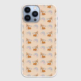 Чехол для iPhone 13 Pro Max с принтом Корги   единороги паттерн в городе Новоалтайск,  |  | вельш корги | домашние животные | единороги | корги | охра | паттерн | песочный | питомцы | радуга | собаки