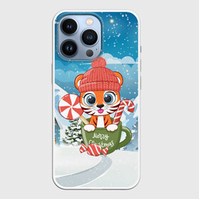 Чехол для iPhone 13 Pro с принтом Тигренок в кружке Новогодний в городе Новоалтайск,  |  | 2022 | год тигра | новый год | новый год 2022 | символ года | тигр | тигренок | тигрица | тигры