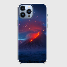 Чехол для iPhone 13 Pro Max с принтом Извержение вулкана ночью в городе Новоалтайск,  |  | Тематика изображения на принте: eruption | magma | mountain | volcano | гора | извержение вулкана | магма