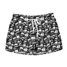 Женские шорты 3D с принтом Screaming skulls в городе Новоалтайск, 100% полиэстер | прямой крой, два кармана без застежек по бокам. Мягкая трикотажная резинка на поясе, внутри которой широкие завязки. Длина до середины бедра | bone | bones | screaming | screaming skulls | skull | skulls | кости | кричат | кричащие | кричащие черепа | череп | черепа