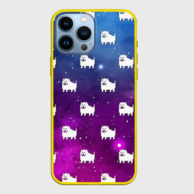 Чехол для iPhone 13 Pro Max с принтом UNDERTALE DOGS PATTERN SPACE в городе Новоалтайск,  |  | Тематика изображения на принте: asriel dreemurr | chara | dog | frisk | galaxy | gaster blaster | heart | neon | sans | space | undertale | азриэль дримурр | андертейл | галактика | гастер | космос | меттатон | неон | санс | сердце | собака | фриск | чара