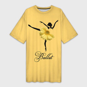 Платье-футболка 3D Ballet Балет: в городе Новоалтайск,  |  | ballerina | ballet | ballet tutu | dance | flower | gerbera | yellow | балерина | балет | балетная пачка | гербера | жёлтая | танец | цветок
